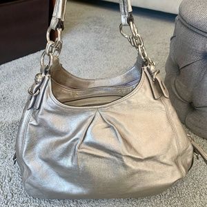 Coach Silver Metallic Hobo Shoulder Bag